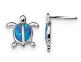 Lab-Created Blue Opal Turtle Stud Earrings in Sterling Silver